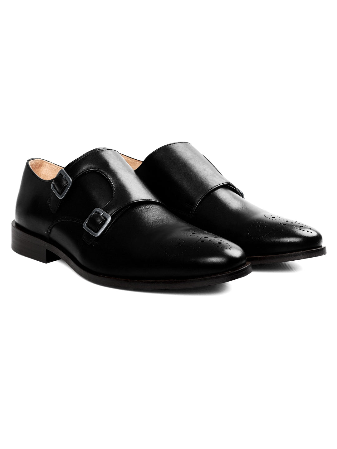 Handmade Black Leather Double Monk Strap Shoes for Men | Formal Dress Shoes