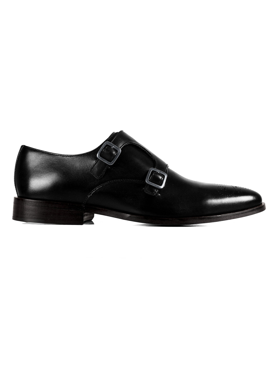 Handmade Black Leather Double Monk Strap Shoes for Men | Formal Dress Shoes