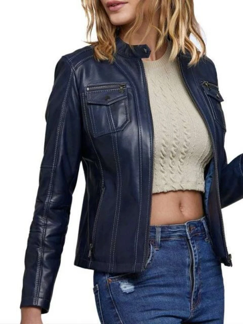 Chic Women's Leather Jacket – Elegant, Bold & Timeless