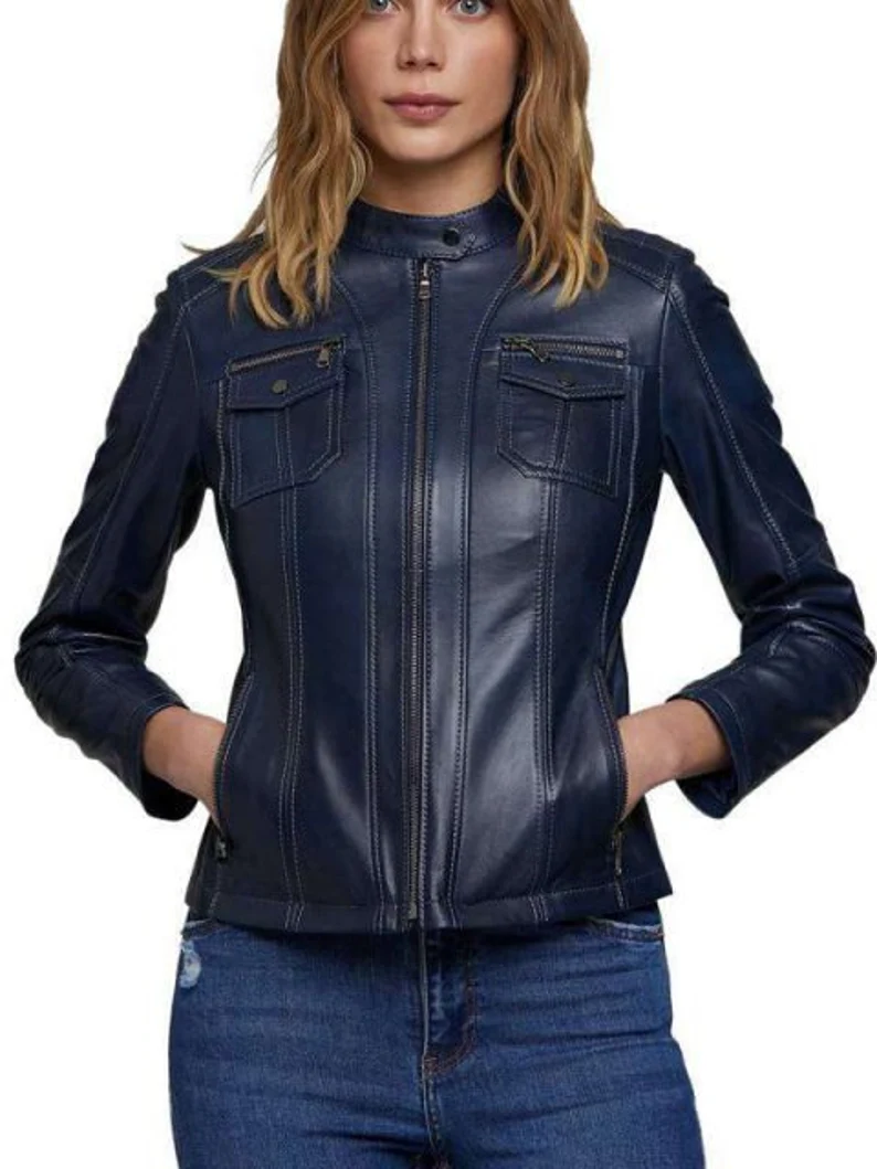 Chic Women's Leather Jacket – Elegant, Bold & Timeless