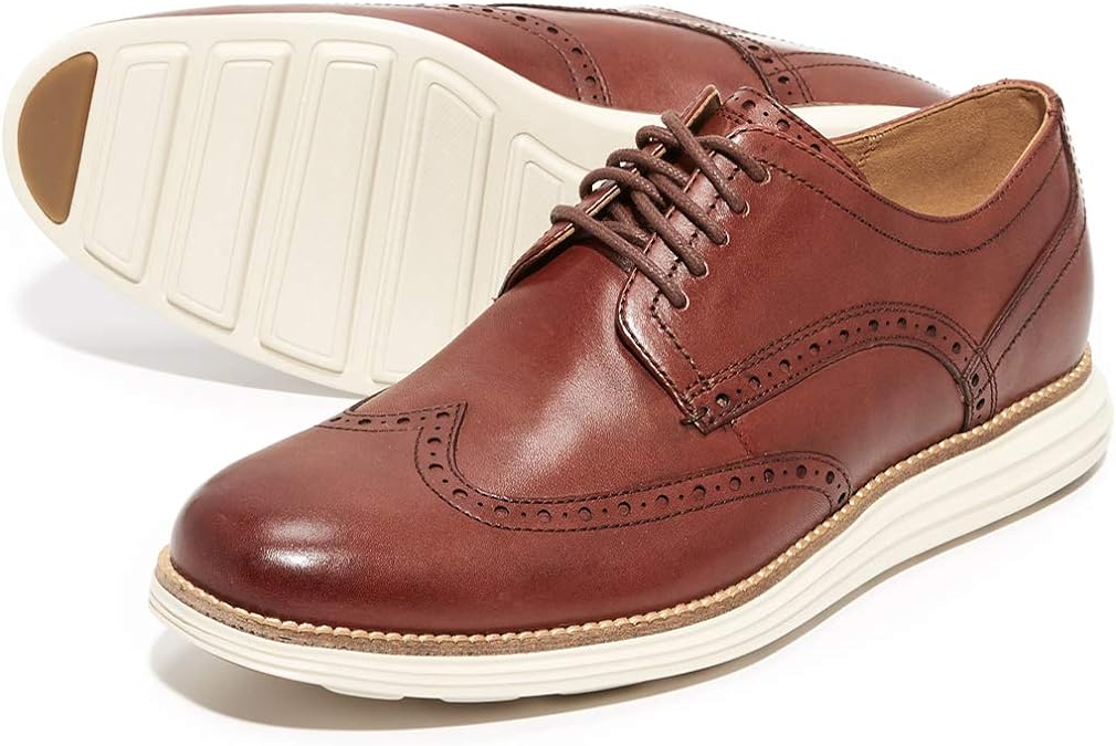 Premium Brown Leather Brogue Oxford Sneakers for Men