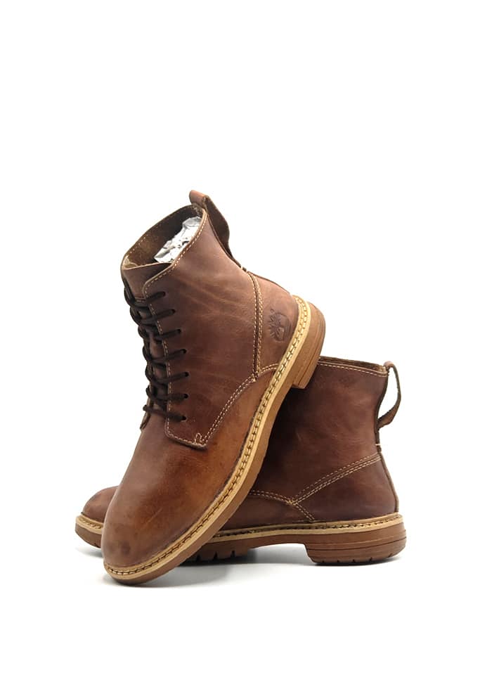 Men’s Brown Leather Lace-Up Boots – Rugged Casual & Outdoor Footwear