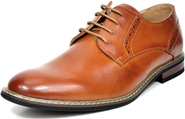 Men’s Tan Leather Brogue Formal Shoes – Classic Lace-Up Dress Shoes