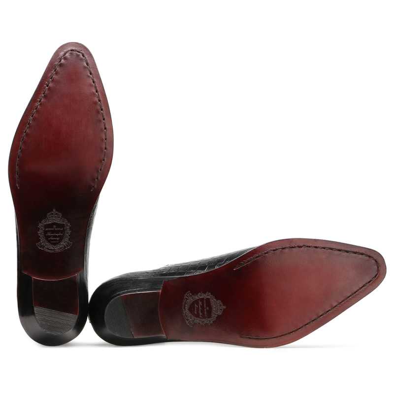 Men’s Black Crocodile-Texture Leather Oxford Shoes | Luxury Formal Wear
