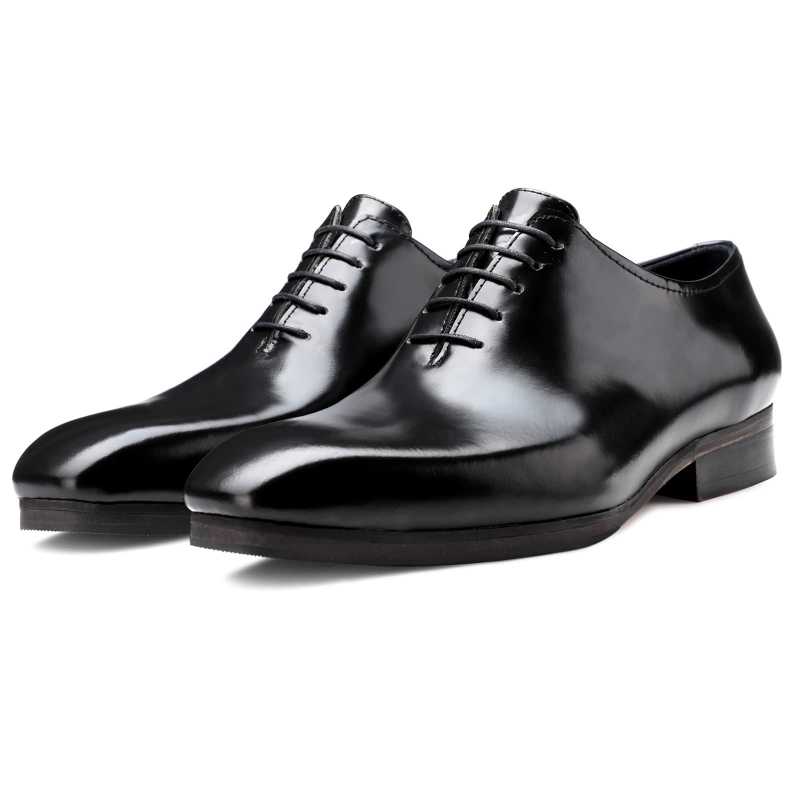 Men’s Black Leather Plain-Toe Oxford Shoes | Classic Formal Elegance