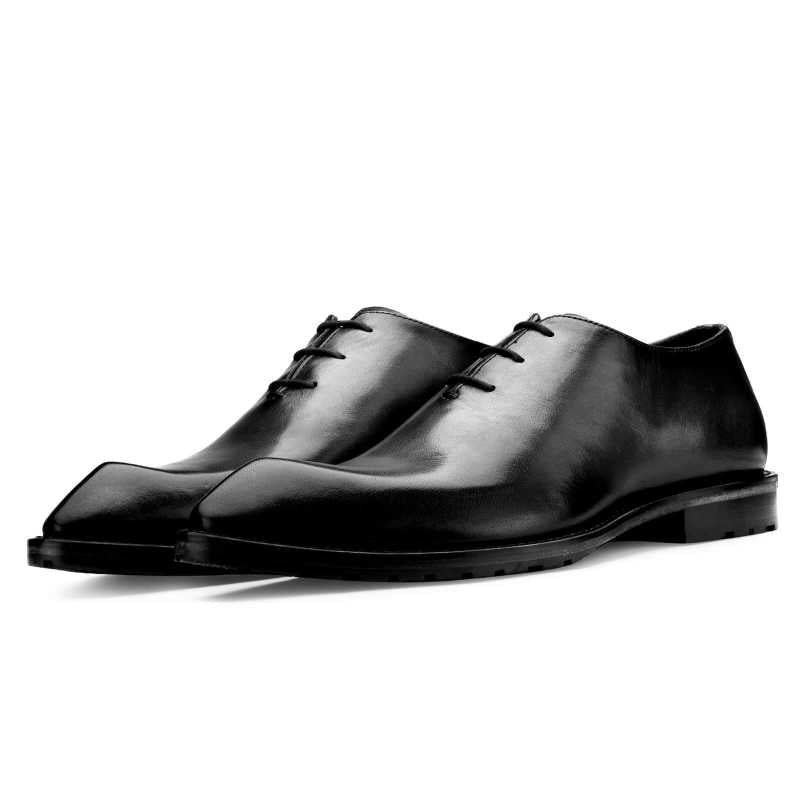 Men’s Black Leather Square-Toe Formal Shoes | Modern Elegant Style