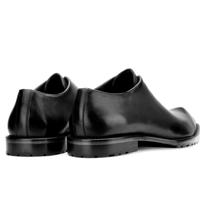 Men’s Black Leather Square-Toe Formal Shoes | Modern Elegant Style