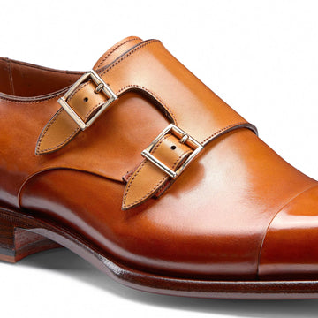 Handmade Brown Leather Double Monk Strap Shoes for Men | Formal Dress Shoes