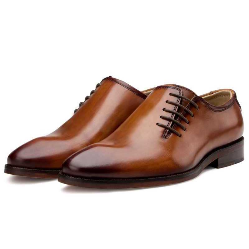 Handmade Brown Leather Oxford Shoes | Formal Dress Shoes for Men | Classic Italian Style