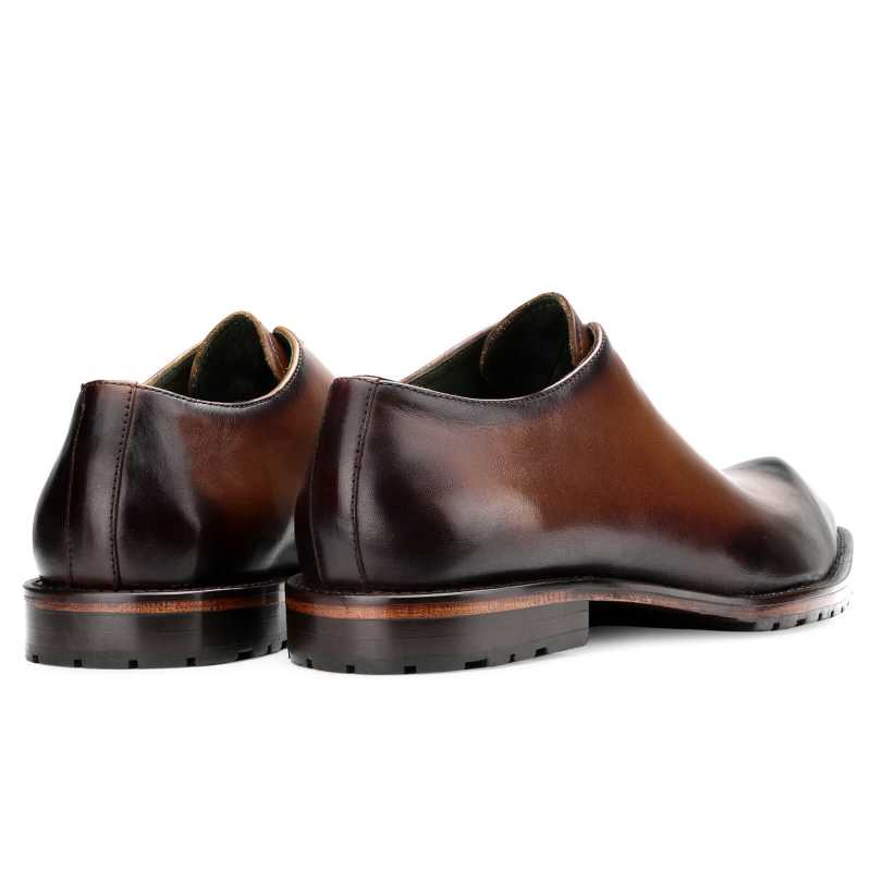 Handmade Two-Tone Brown & Black Leather Oxford Shoes for Men