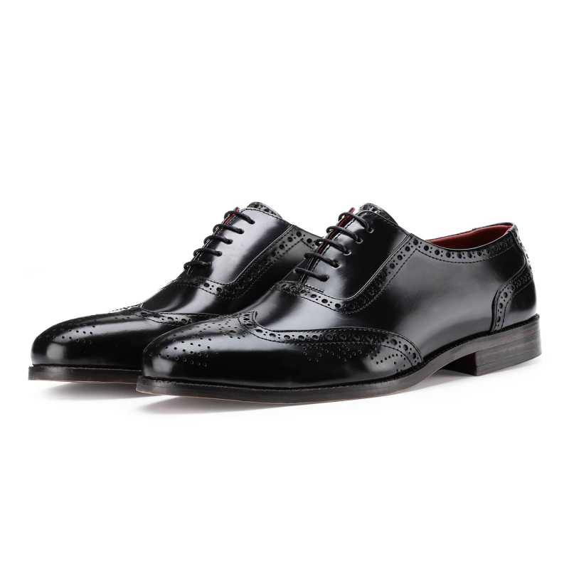Handmade Black Leather Brogue Oxford Shoes for Men | Formal Wingtip Shoes