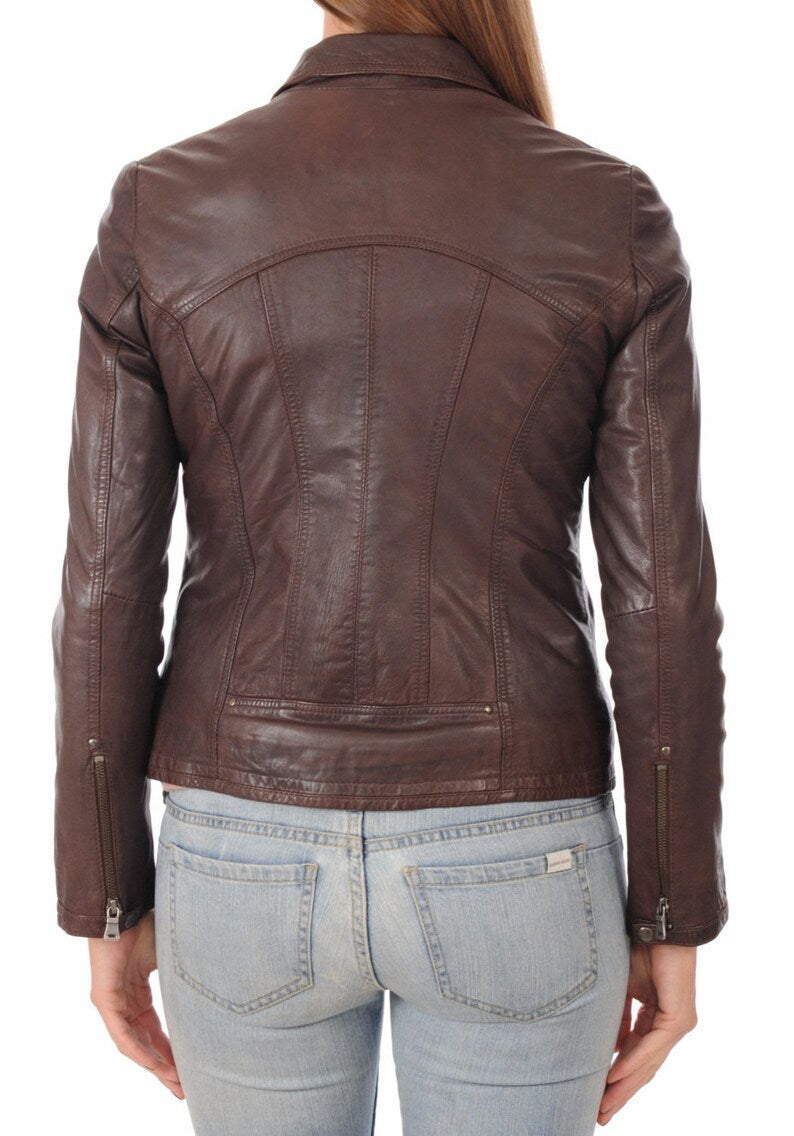 Chic Women's Leather Jacket – Elegant, Bold & Timeless