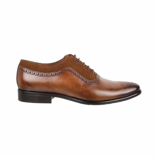 Handmade Brown Leather & Suede Oxford Shoes for Men | Formal Brogue Design
