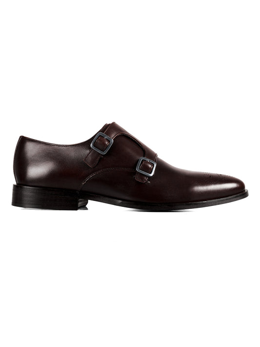 Handmade Brown Leather Double Monk Strap Shoes for Men | Formal Dress Shoes