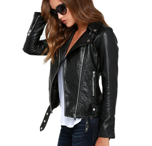 Chic Women's Leather Jacket – Elegant, Bold & Timeless