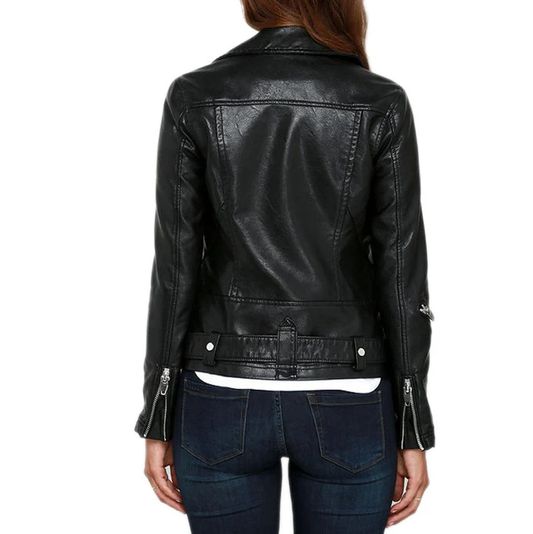 Chic Women's Leather Jacket – Elegant, Bold & Timeless
