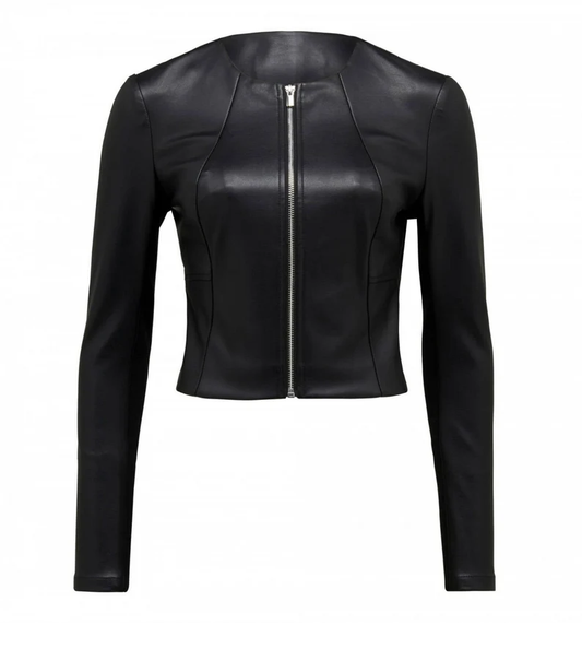 Chic Women's Leather Jacket – Elegant, Bold & Timeless