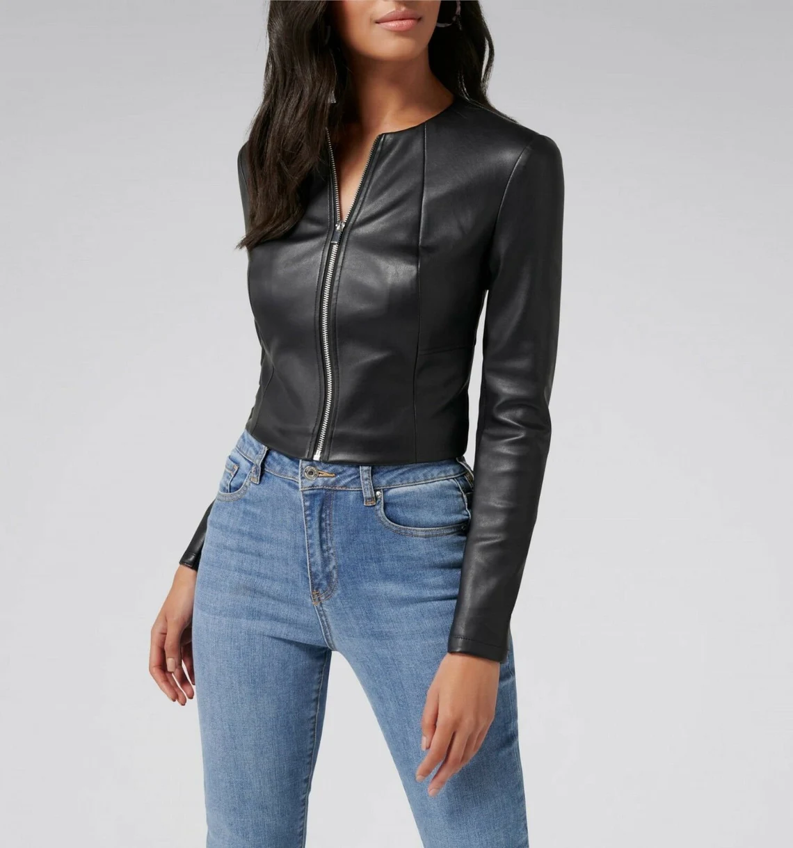 Chic Women's Leather Jacket – Elegant, Bold & Timeless