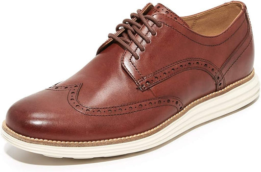 Premium Brown Leather Brogue Oxford Sneakers for Men