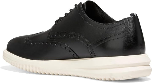 Men’s Black Leather Brogue Oxford Sneakers | Formal Casual Hybrid Shoes