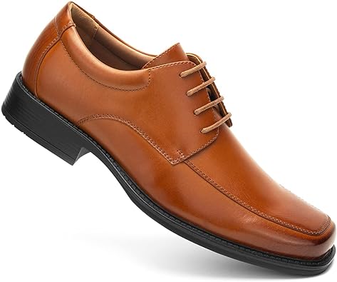 Men’s Tan Leather Formal Lace-Up Shoes – Classic Elegant Office Wear