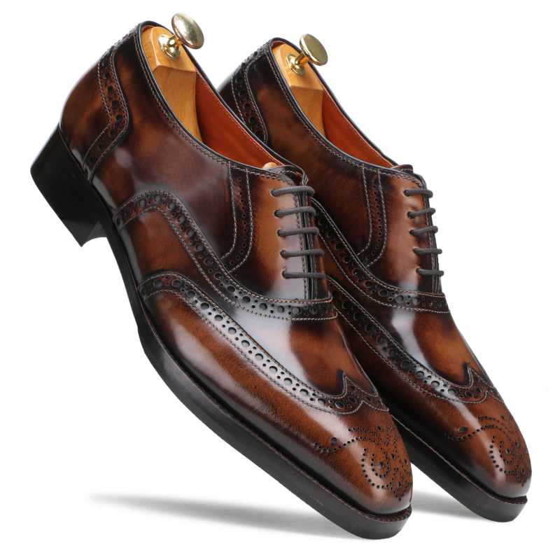 Men’s Brown Leather Brogue Oxford Dress Shoes | Handcrafted Luxury