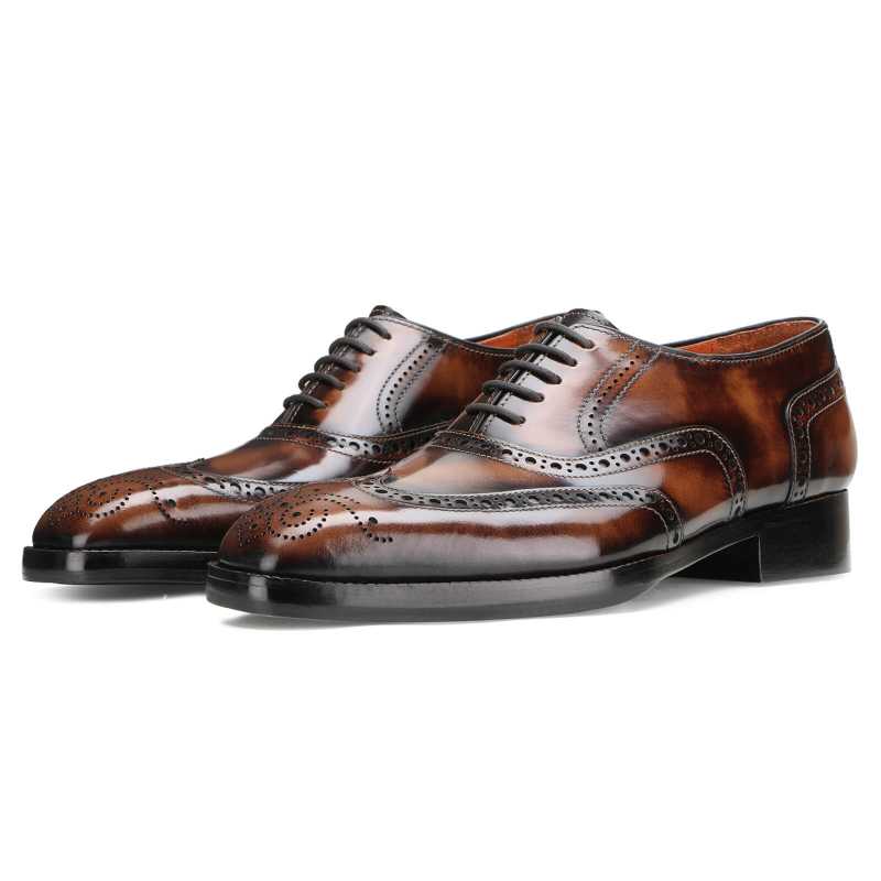 Men’s Brown Leather Brogue Oxford Dress Shoes | Handcrafted Luxury