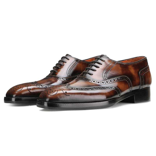 Men’s Brown Leather Brogue Oxford Dress Shoes | Handcrafted Luxury