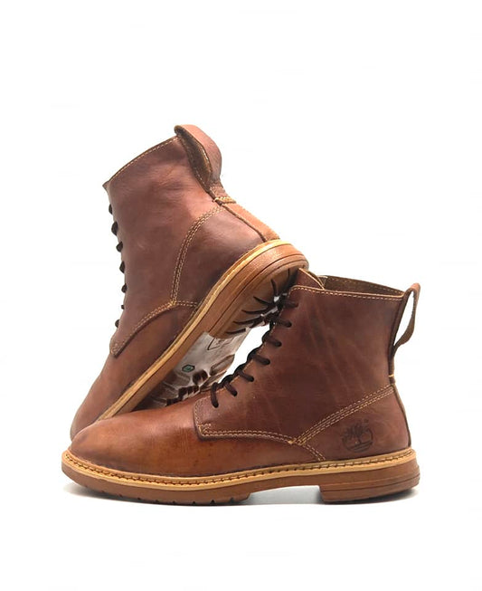 Men’s Brown Leather Lace-Up Boots – Rugged Casual & Outdoor Footwear