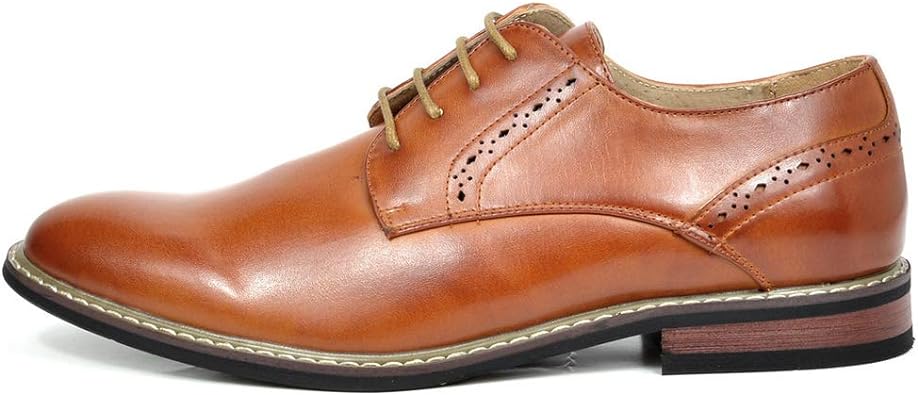 Men’s Tan Leather Brogue Formal Shoes – Classic Lace-Up Dress Shoes