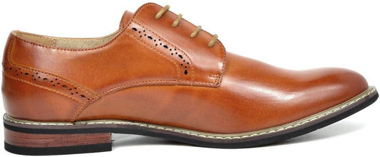 Men’s Tan Leather Brogue Formal Shoes – Classic Lace-Up Dress Shoes