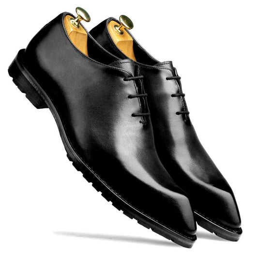 Men’s Black Leather Square-Toe Formal Shoes | Modern Elegant Style