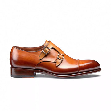 Handmade Brown Leather Double Monk Strap Shoes for Men | Formal Dress Shoes