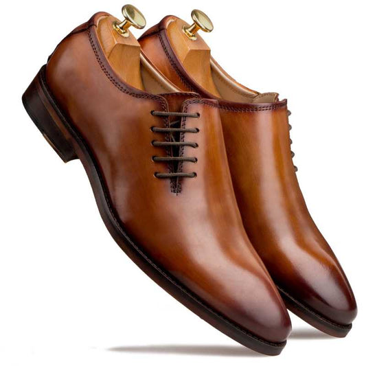 Handmade Brown Leather Oxford Shoes | Formal Dress Shoes for Men | Classic Italian Style