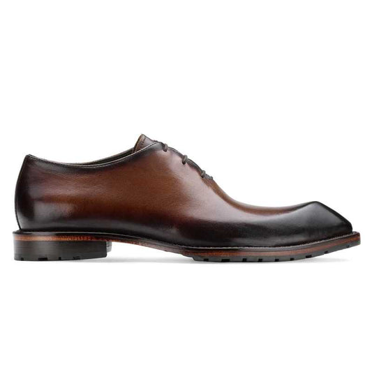 Handmade Two-Tone Brown & Black Leather Oxford Shoes for Men